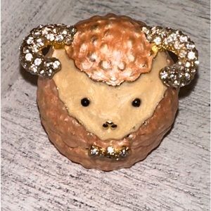 Trinket Box Lamb Shape Adorable vintage Piece Made of Porcelain& Rhinestone